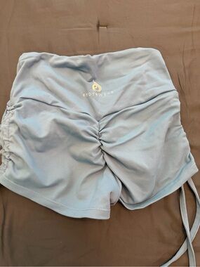 Ryderwear Light Blue Ruched High-Waist Bike Shorts